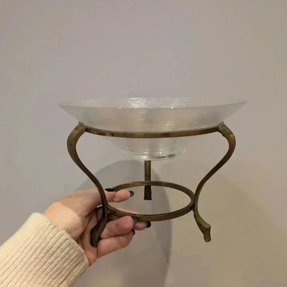 Vintage brass stand with glass bowl - Picture 7 of 8